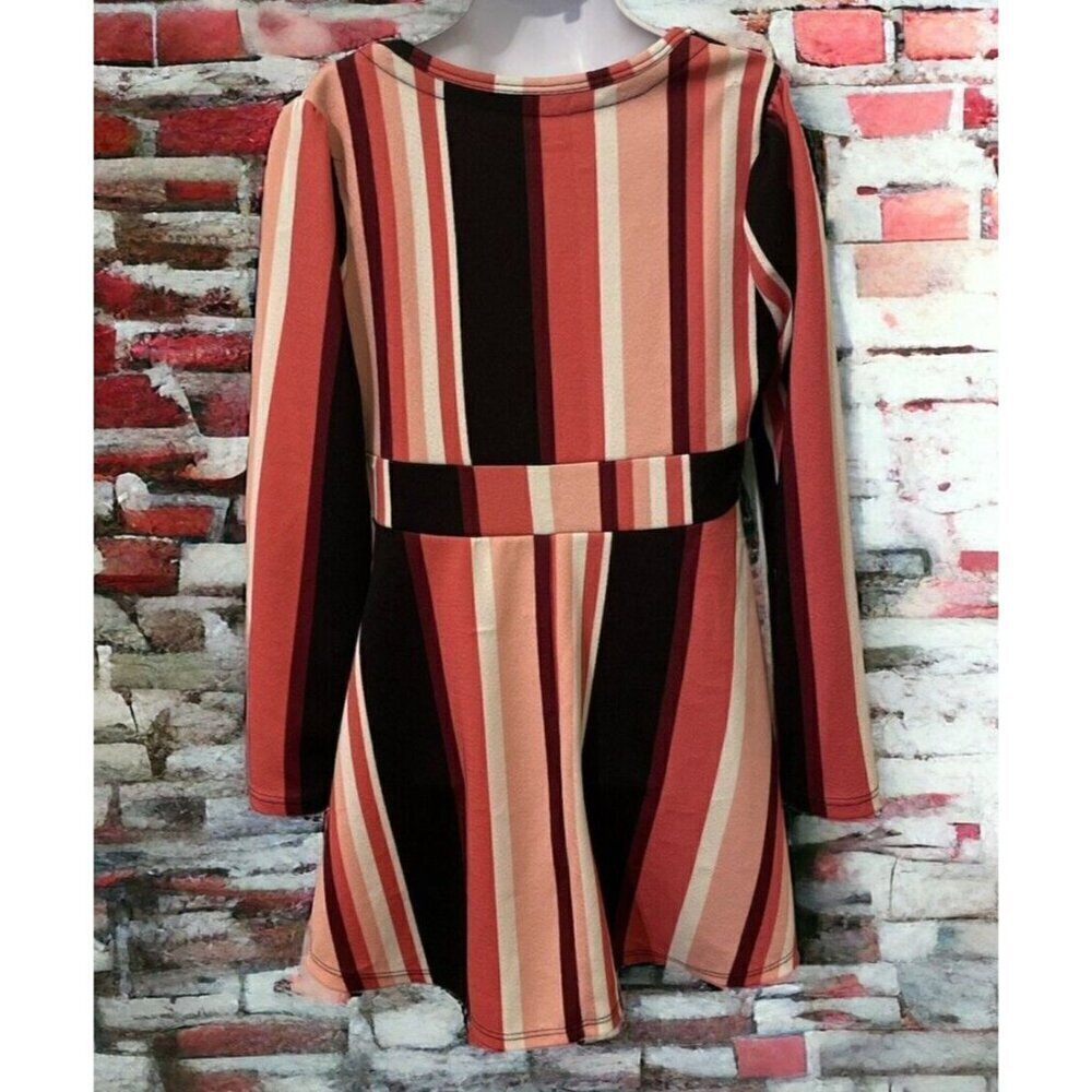 One Step Up Girls High Low Tunic Size S 7/8 Pink Striped Long Sleeve
